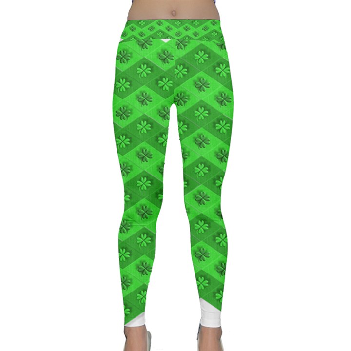 Shamrocks 3d Fabric 4 Leaf Clover Classic Yoga Leggings