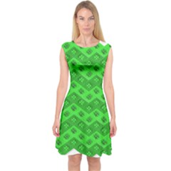 Shamrocks 3d Fabric 4 Leaf Clover Capsleeve Midi Dress by Simbadda