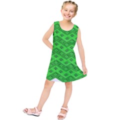 Shamrocks 3d Fabric 4 Leaf Clover Kids  Tunic Dress by Simbadda