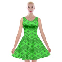 Shamrocks 3d Fabric 4 Leaf Clover Velvet Skater Dress by Simbadda