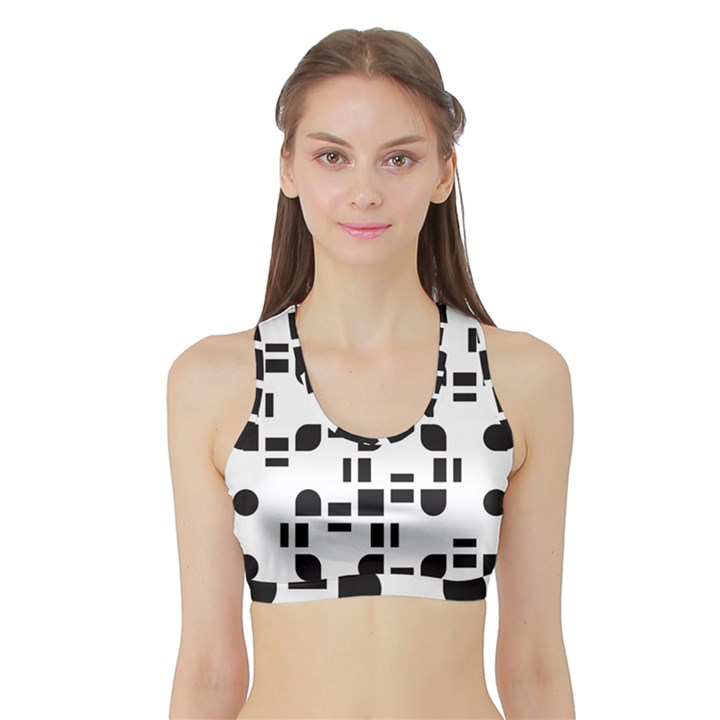 Black And White Pattern Sports Bra with Border