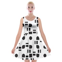 Black And White Pattern Velvet Skater Dress