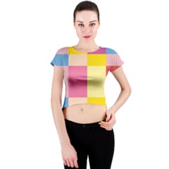 Colorful Squares Background Crew Neck Crop Top by Simbadda