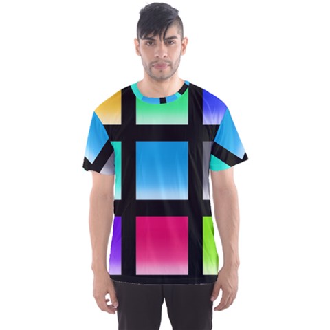 Colorful Background Squares Men s Sport Mesh Tee by Simbadda