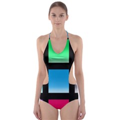 Colorful Background Squares Cut-out One Piece Swimsuit by Simbadda