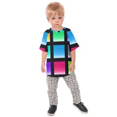 Colorful Background Squares Kids  Raglan Tee