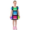 Colorful Background Squares Kids  Short Sleeve Velvet Dress View1