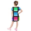 Colorful Background Squares Kids  Short Sleeve Velvet Dress View2