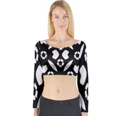 Abstract Background Pattern Long Sleeve Crop Top by Simbadda