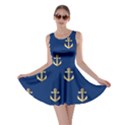 Gold Anchors On Blue Background Pattern Skater Dress View1