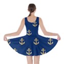 Gold Anchors On Blue Background Pattern Skater Dress View2