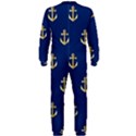 Gold Anchors On Blue Background Pattern OnePiece Jumpsuit (Men)  View2