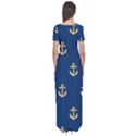 Gold Anchors On Blue Background Pattern Short Sleeve Maxi Dress View2