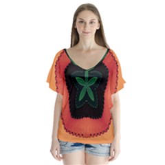 Fractal Flower Flutter Sleeve Top