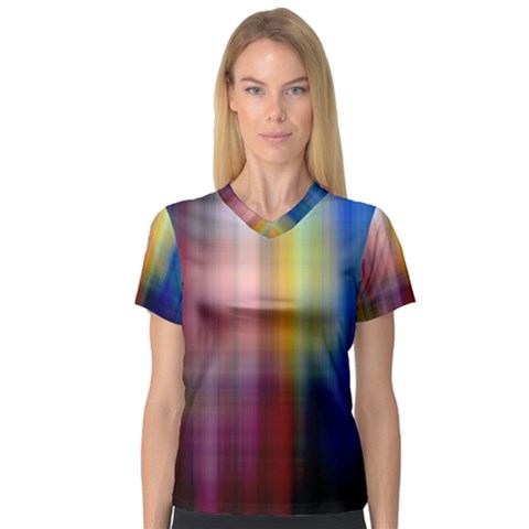 Colorful Abstract Background Women s V-neck Sport Mesh Tee by Simbadda