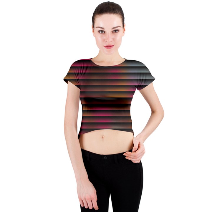 Colorful Venetian Blinds Effect Crew Neck Crop Top