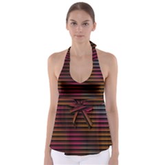 Colorful Venetian Blinds Effect Babydoll Tankini Top by Simbadda