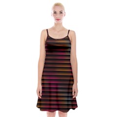 Colorful Venetian Blinds Effect Spaghetti Strap Velvet Dress by Simbadda