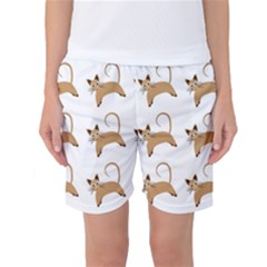 Cute Cats Seamless Wallpaper Background Pattern Women s Basketball Shorts by Simbadda