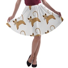 Cute Cats Seamless Wallpaper Background Pattern A-line Skater Skirt by Simbadda