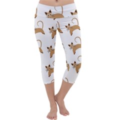 Cute Cats Seamless Wallpaper Background Pattern Capri Yoga Leggings by Simbadda