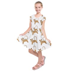 Cute Cats Seamless Wallpaper Background Pattern Kids  Short Sleeve Dress by Simbadda