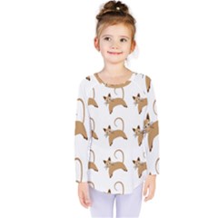 Cute Cats Seamless Wallpaper Background Pattern Kids  Long Sleeve Tee