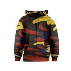 Peacock Abstract Fractal Kids  Zipper Hoodie by Simbadda