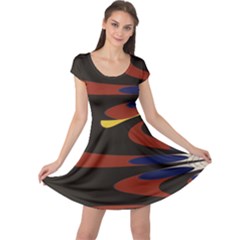 Peacock Abstract Fractal Cap Sleeve Dresses by Simbadda