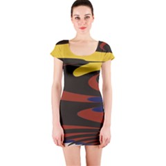 Peacock Abstract Fractal Short Sleeve Bodycon Dress by Simbadda