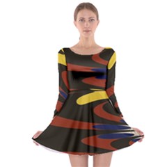 Peacock Abstract Fractal Long Sleeve Skater Dress by Simbadda