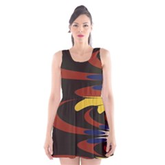 Peacock Abstract Fractal Scoop Neck Skater Dress by Simbadda