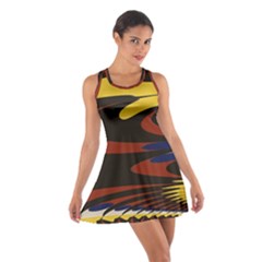 Peacock Abstract Fractal Cotton Racerback Dress by Simbadda