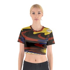 Peacock Abstract Fractal Cotton Crop Top by Simbadda