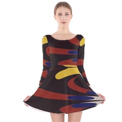 Peacock Abstract Fractal Long Sleeve Velvet Skater Dress by Simbadda