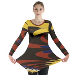 Peacock Abstract Fractal Long Sleeve Tunic  by Simbadda