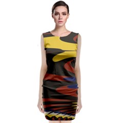 Peacock Abstract Fractal Classic Sleeveless Midi Dress by Simbadda