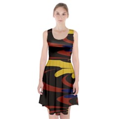 Peacock Abstract Fractal Racerback Midi Dress by Simbadda