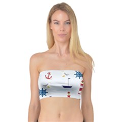 Seaside Nautical Themed Pattern Seamless Wallpaper Background Bandeau Top by Simbadda