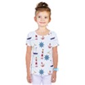 Seaside Nautical Themed Pattern Seamless Wallpaper Background Kids  One Piece Tee View1