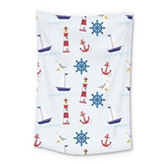 Seaside Nautical Themed Pattern Seamless Wallpaper Background Small Tapestry