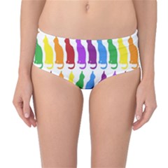 Rainbow Colorful Cats Wallpaper Pattern Mid-waist Bikini Bottoms by Simbadda