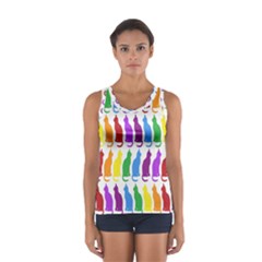 Rainbow Colorful Cats Wallpaper Pattern Women s Sport Tank Top  by Simbadda