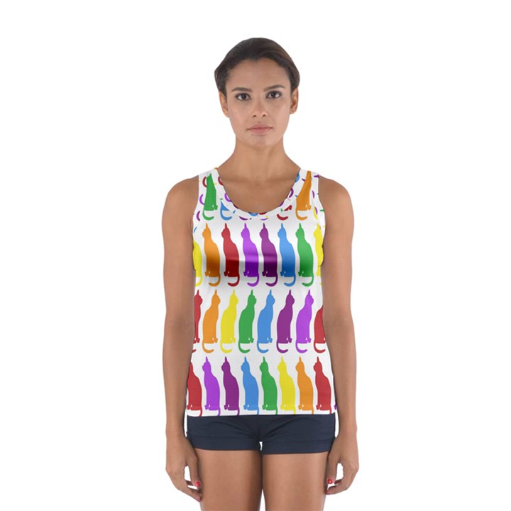 Rainbow Colorful Cats Wallpaper Pattern Women s Sport Tank Top 