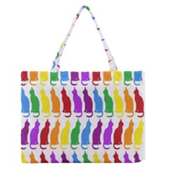 Rainbow Colorful Cats Wallpaper Pattern Medium Zipper Tote Bag by Simbadda