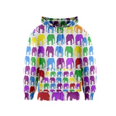 Rainbow Colors Bright Colorful Elephants Wallpaper Background Kids  Zipper Hoodie by Simbadda