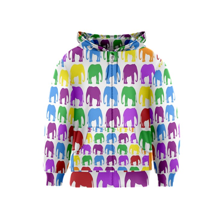 Rainbow Colors Bright Colorful Elephants Wallpaper Background Kids  Zipper Hoodie