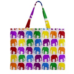 Rainbow Colors Bright Colorful Elephants Wallpaper Background Zipper Mini Tote Bag by Simbadda