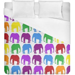 Rainbow Colors Bright Colorful Elephants Wallpaper Background Duvet Cover (king Size) by Simbadda