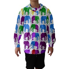 Rainbow Colors Bright Colorful Elephants Wallpaper Background Hooded Wind Breaker (kids) by Simbadda